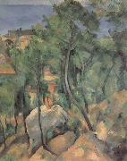 Paul Cezanne Boulders,Pine trees and sea at l-estaque Spain oil painting artist